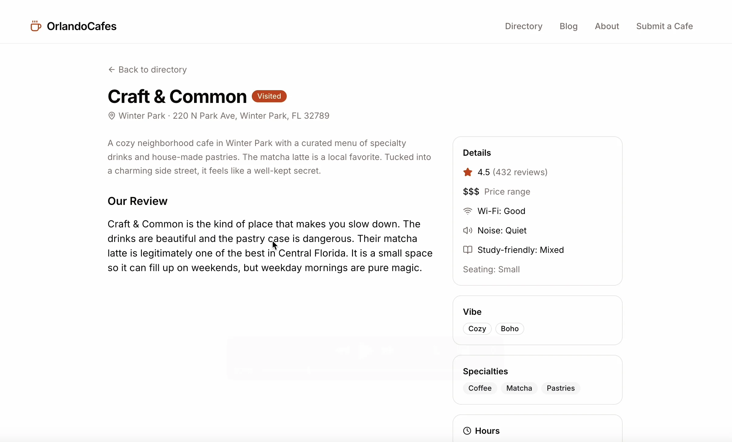 Orlando Cafés problem 1