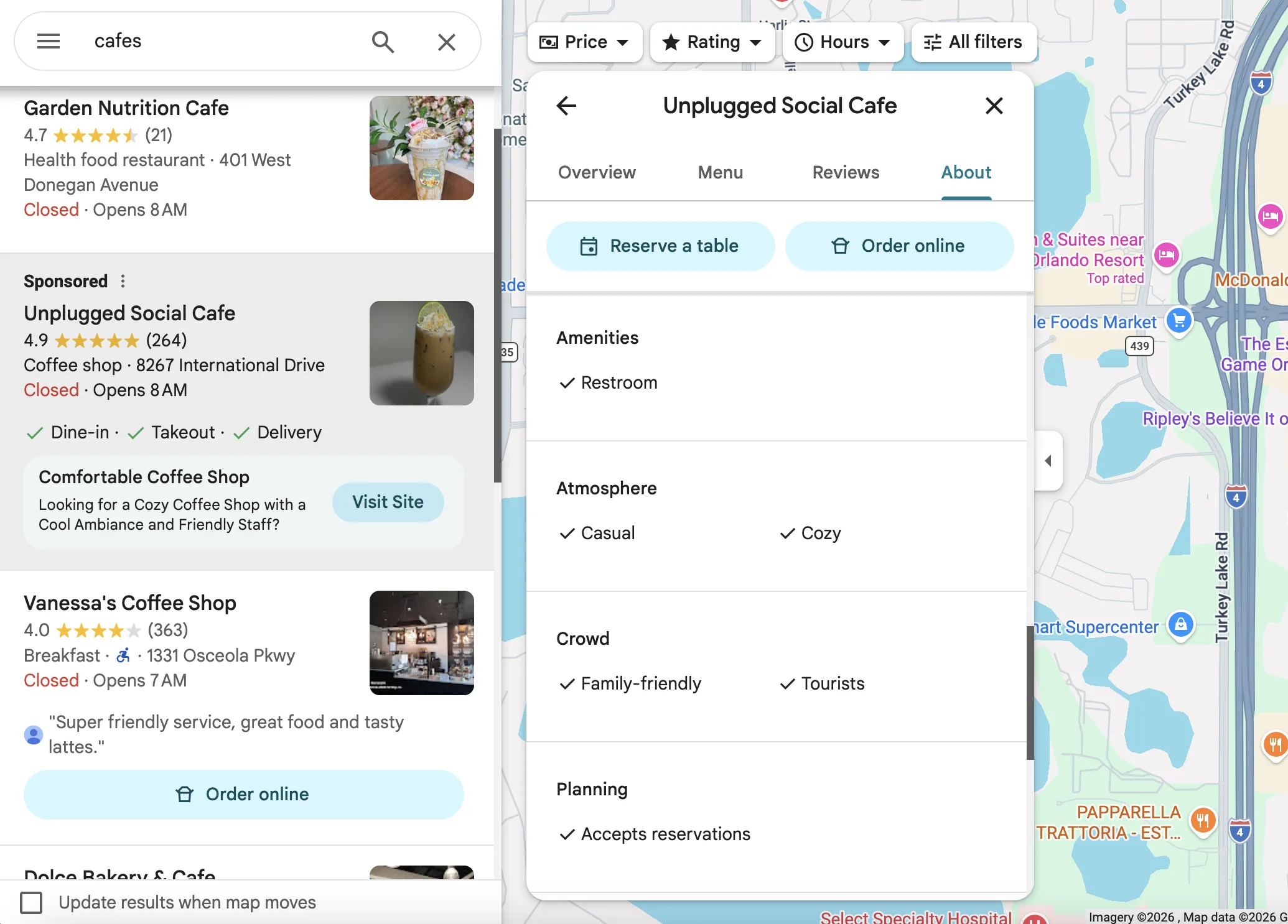 Orlando Cafés insight